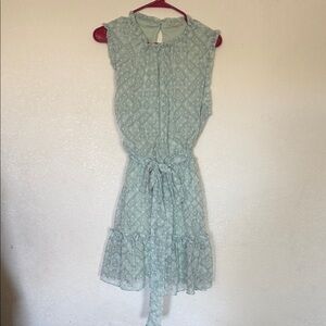 Sleeveless Mint Green Tie-Waist Midi Dress